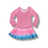 SOCIAL BUTTERFLY L/S DRESS - GLITTER PINK/TURQU OMBRE
