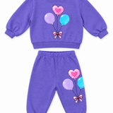 CALIFORNIAN VINTAGE BABY CREW AND JOGGER SET - PURPLE BALLOON