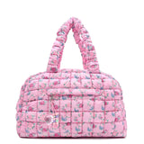 OMG OCCESSORIES QUILTED SCRUNCHIES FLORAL PRINT DUFFLE BAG - PINK