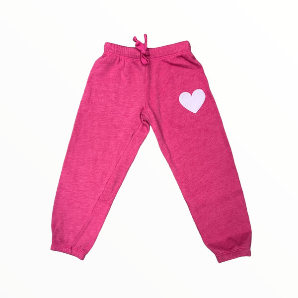 T2LOVE ATHLETIC ELSTIC WAIST/CUFF PANT- MAGENTA/SMALL HEART