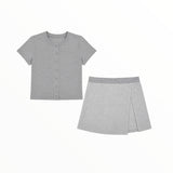 KATIE J TWEEN DREW TOP AND SKORT SET - HEATHER GREY