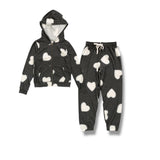T2LOVE ZIP HOODIE AND SWEATPANT - CHARC/HEART