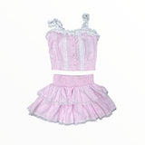 FLOWERS BY ZOE TOP AND SKIRT SET - BABY PINK