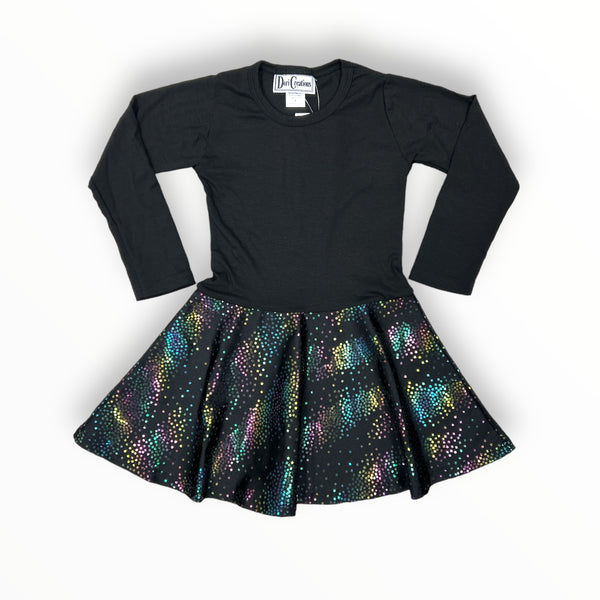 DORI CREATIONS LONG SLEEVE DRESS - BLACK/TWINKLE STAR