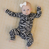 BAMBOO ZIP ROMPER - ZEBRA