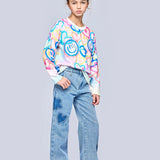 HANNAH BANANA RHINESTONE SHADOW HEART/FLOWER DENIM JEANS