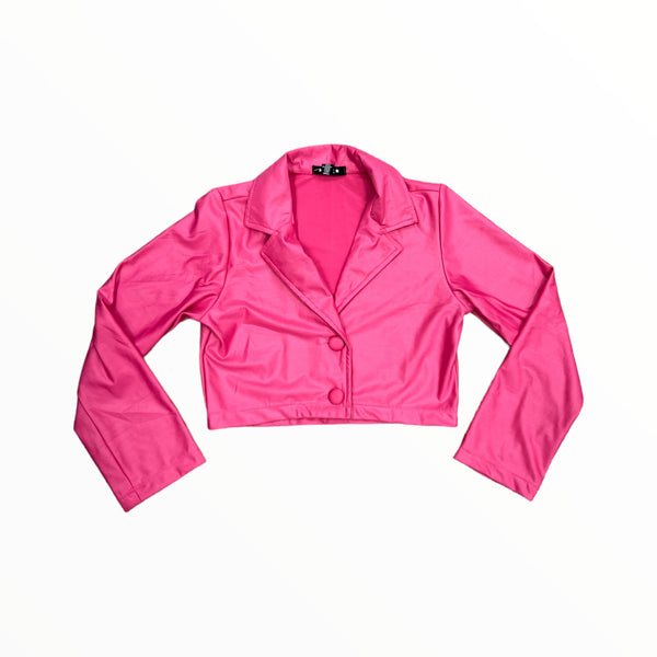 FLOWERS BY ZOE THIN PLEATHER JACKET - PINK