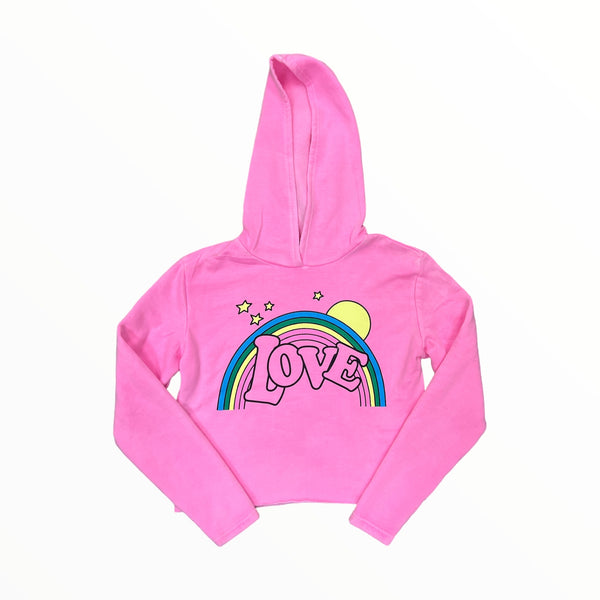 FIREHOUSE PULLOVER HOODIE - NEON PINK/ RAINBOW LOVE