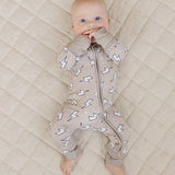 BAMBOO ZIP ROMPER - LATTE BOLTS