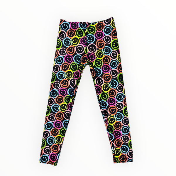 DORI LEGGING - BLACK/NEON SMILEY
