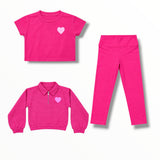 FLOWERS BY ZOE WAFFLE QUARTER ZIP SWEATSHIRT - FUSCHIA