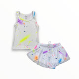 FLOWERS BY ZOE RIBBED TANK - WHITE SPLATTER