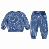 CALIFORNIAN VINTAGE BABY BOY HOODIE AND JOGGER SET - DENIM/SPLATTER