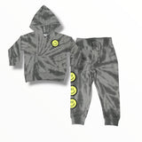 BABY STEPS SMILEY TIE DEY SWEAT SET - GRAY