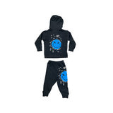 CALIFORNIAN VINTAGE BABY BOY ZIP HOODIE AND JOGGER SET - CHARCOAL/ HAPPY FACE