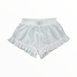 FLOWERS BY ZOE CHAMBRAY RUFFLE SHORTS - WHITE