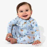 BELLA BU BEAR BAMBOO FOOTIE - EVIL EYE/HAMSA BLUE