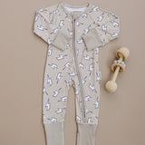 BAMBOO ZIP ROMPER - LATTE BOLTS