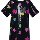 BABY SARA STAR SEQUIN DRESS - BLACK