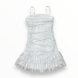 FLOWERS BY ZOE MESH DROP WAIT DRESS WITH ROSE - WHITE