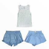 FLOWERS BY ZOE MICRO FIBER SHORT - LIGHT BLUE
