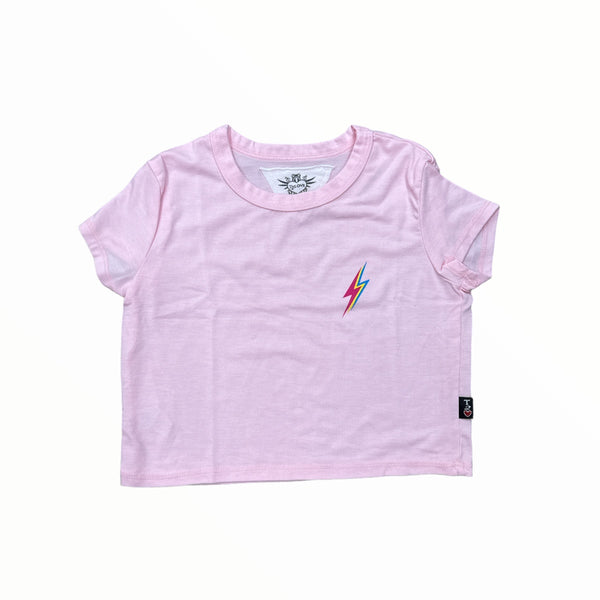 T2LOVE S/S BOXY TOP - BRUSH PINK/BOLT