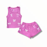FLOWERS BY ZOE SHORTS - CANDY PINK/BOWS