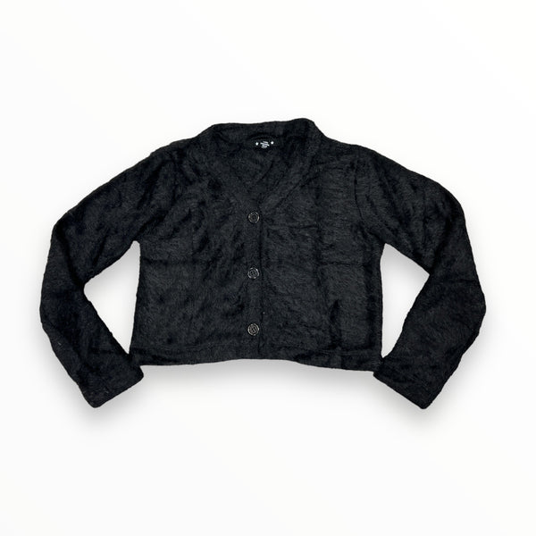 FLOWERS BY ZOE FUZY FUR CARDIGAN - BLACK