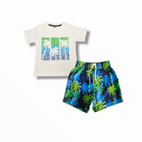 BABY STEPS TROPIC PALM T-SHIRT AND BOARD SHORT SET