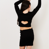 THEME NYC MILA BLACK RIBBED MINI SKIRT - BLACK