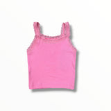 FLOWERS BY ZOE LACE TRIM TANK TOP - HOT PINK