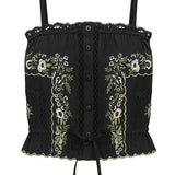 KATE J. TWEEN ALLEGRA TOP AND SKIRT SET - EMBROIDERED BLACK