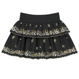 KATE J. TWEEN ALLEGRA TOP AND SKIRT SET - EMBROIDERED BLACK