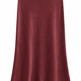 KATIE J TWEEN ANASTASIA SOLID SATIN MAXI SKIRT - BURGUNDY