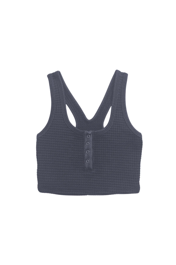 KATIE J TWEEN TWEEN PACEY WAFFLE BRA TOP - NAVY