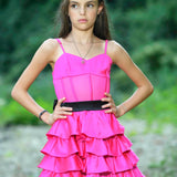 KATIE J TWEEN VALERIE COUTURE DRESS - SHOCKING PINK