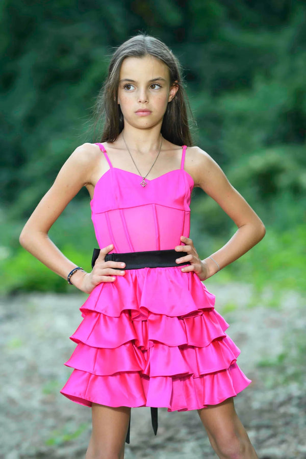 KATIE J TWEEN VALERIE COUTURE DRESS - SHOCKING PINK
