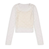 KATIE J TWEEN LACEY TOP - IVORY