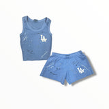 FIREHOUSE RIBBED TANK - BLUE/LA/SPLATTERED