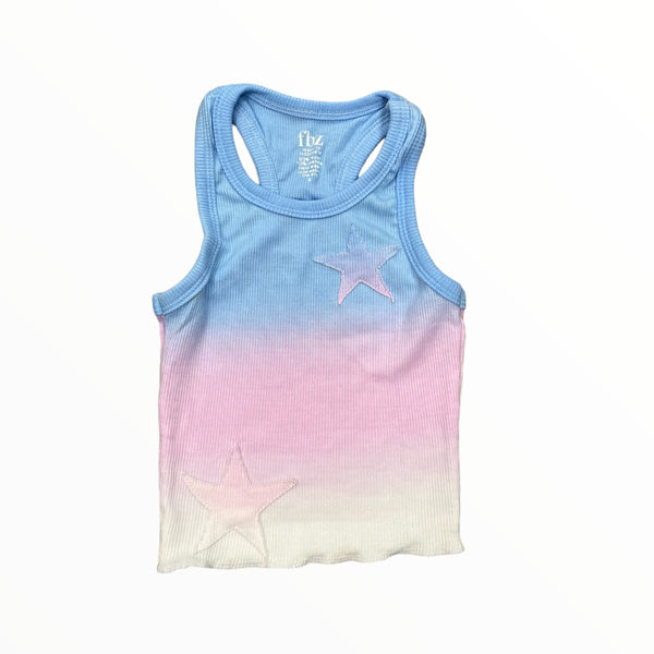 FLOWERS BY ZOE RIBBED TANK - BLUE/PINK/WHITE OMBRE