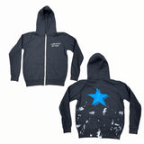 CALIFORNIAN VINTAGE ZIP HOODIE - CHARCOAL/SPLATTERED STAR