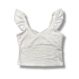 T2LOVE SWEETHEART NECK TANK WITH RUFFLE SLEEVE - WHITE