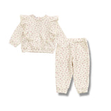 COZII RUFFLE L/S AND JOGGER SET - IVORY MINI FLORAL