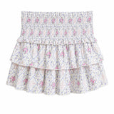 KATIE J TWEEN BIANCA PRINTED TIERED RUFFLE SKIRT - FLORAL BOUQUET