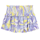 KATIE J TWEEN BIANCA PRINTED TIERED RUFFLE SATIN SKIRT