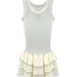KATIE J TWEEN BRIELLE TANK RUFFLE DRESS - VINTAGE WHITE