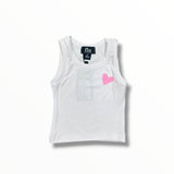 FLOWERS BY ZOE RIBBED TANK - WHITE/PINK HEART