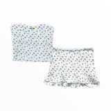 KATIE J TWEEN MARINA JACQUARD SKIRT - BABY BLUE ROSE DITSY