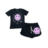 CALIFORNIAN VINTAGE GYM SHORT - CHARCOAL/HAPPY FACE