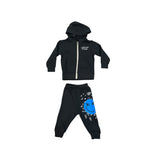 CALIFORNIAN VINTAGE BABY BOY ZIP HOODIE AND JOGGER SET - CHARCOAL/ HAPPY FACE